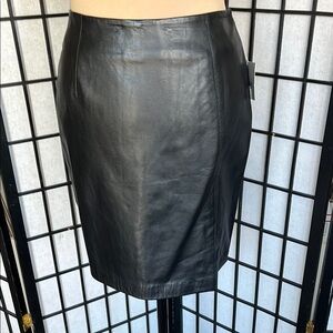 Alfani Black Leather Pencil Skirt w/ Front Slit 2